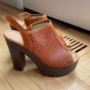 Brown wedges. Never worn